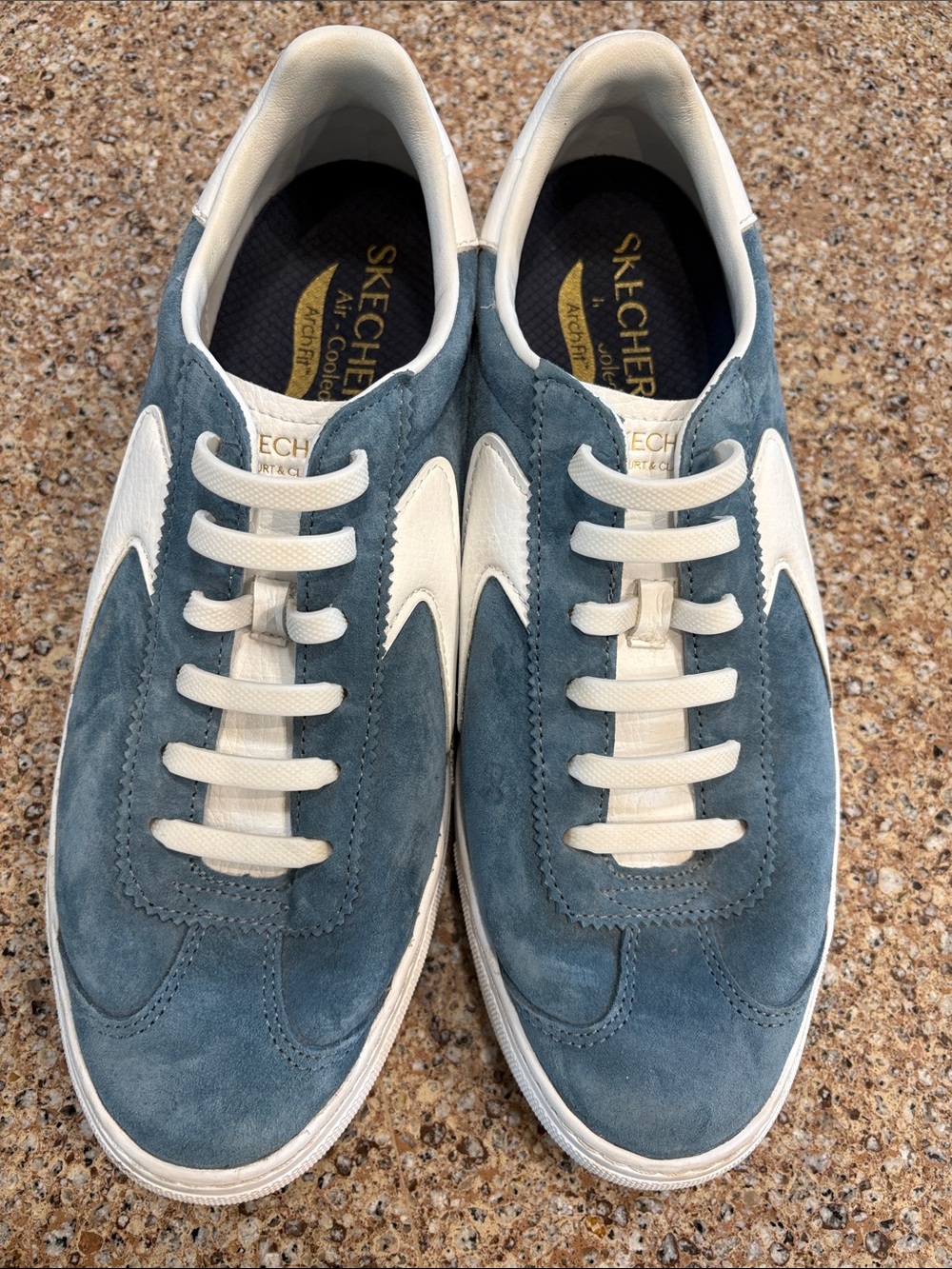 Skechers Arch Fit Legend 185202 Women’s 10 Blue Suede Retro Sneakers